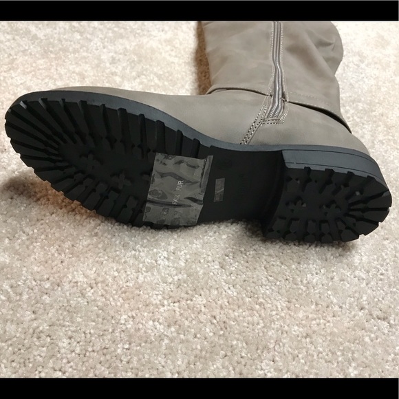 Last Pair! Grey Tall Buckle Boots - Picture 3 of 3